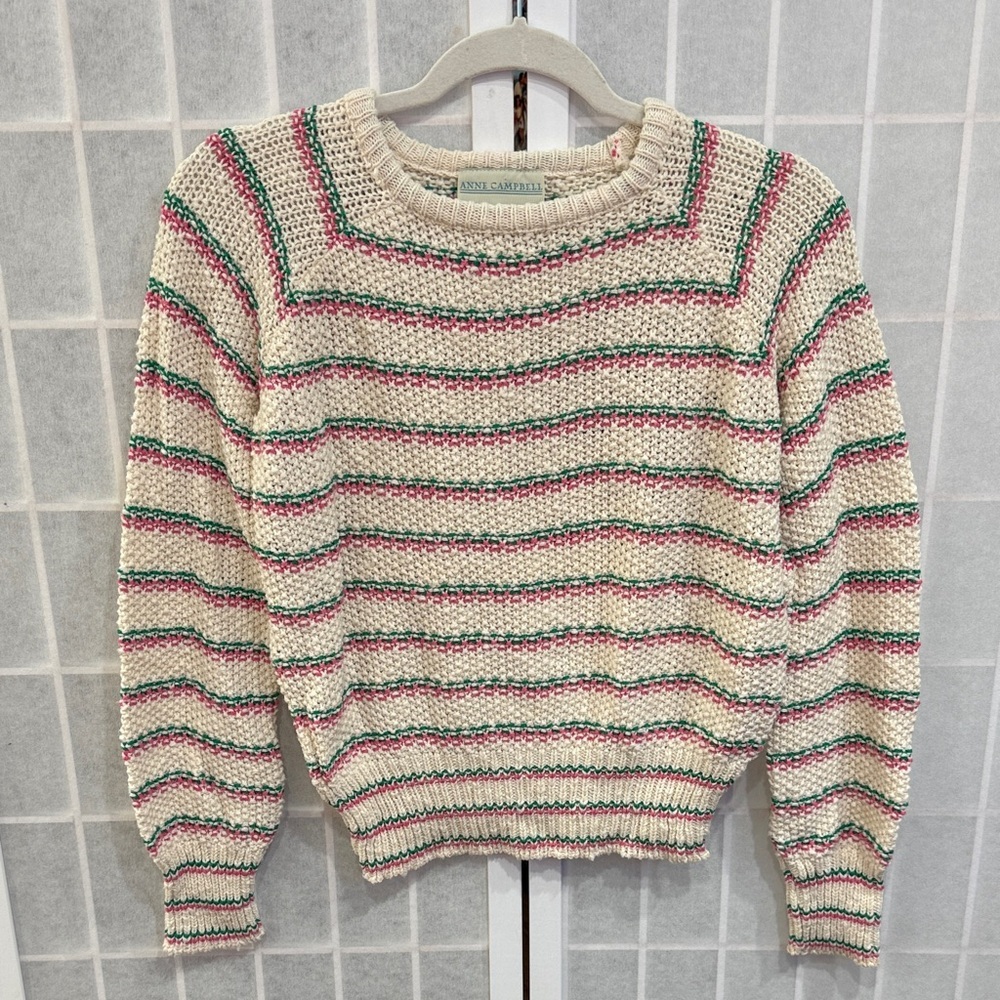 Rare Vintage Anne Campbell  Multicolor Striped Sweater